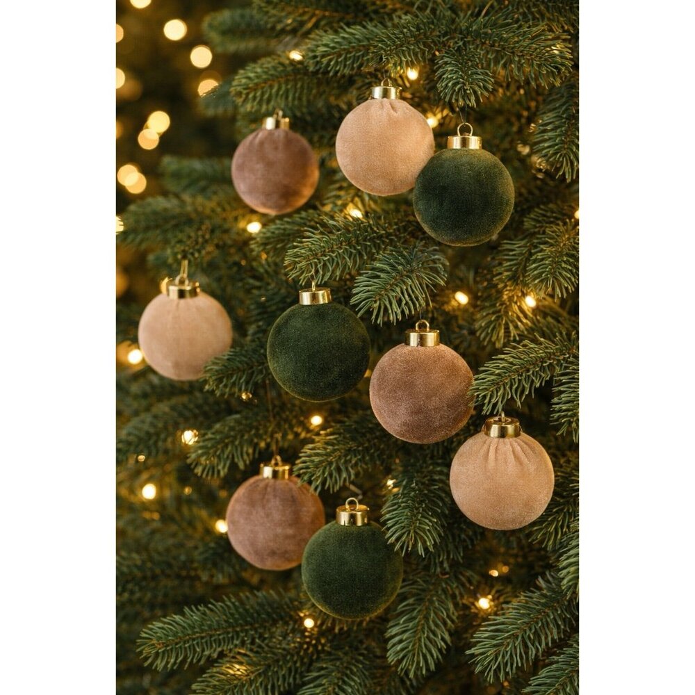 Christmas Tree Velvet Ornaments Decoration Balls Set Of 30 Velvet balls - Picture 2 of 2